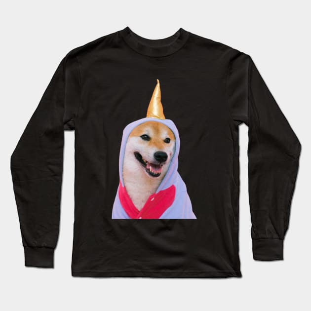 Funny dog in unicorn costume Long Sleeve T-Shirt by Ivanapcm